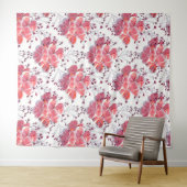 Roze rode bloemen op wit. wandkleed (In Situ (horizontaal))