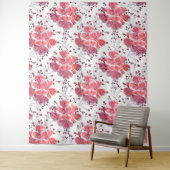 Roze rode bloemen op wit. wandkleed (In situ)