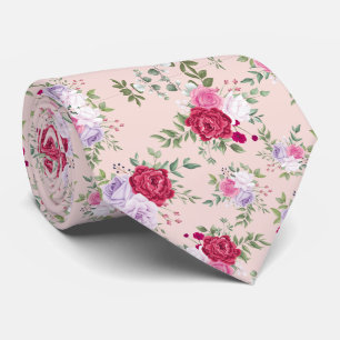Roze rode bloemen Patroon Kunst Stropdas
