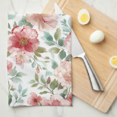 Roze Rode Bloemen Theedoek (Quarter Fold)