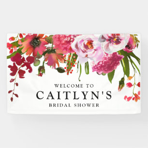 Roze Rode Bloemen Waterverf Vrijgezellenfeest Welk Spandoek