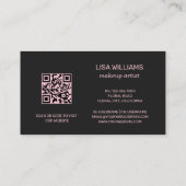 Roze Rode Bloemen Zwart Al QR Code Visitekaartje (Achterkant)