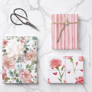 Roze Rode Bloemige Verjaardag Liefde Inpakpapier Vel