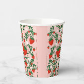 Roze & Rode Bloemranken Aardbei Papieren Bekers (Links)