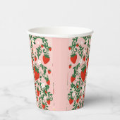 Roze & Rode Bloemranken Aardbei Papieren Bekers (Rechts)