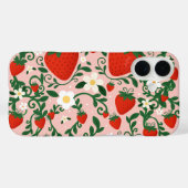 Roze & Rode Bloemranken Aardbei Schattig Case-Mate iPhone Case (Achterkant (horizontaal))
