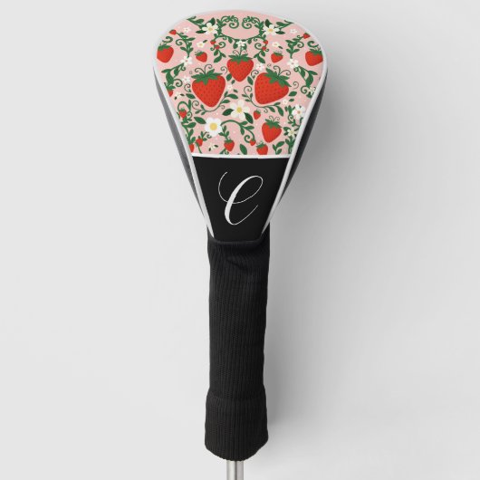 Roze & Rode Bloemslingers Aardbei Cute Golfheadcover (Voorkant)