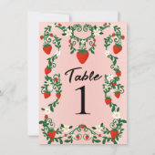 Roze & Rode Bloemslingers Aardbei Tafelnummer (Achterkant)