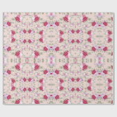 Roze rode bloemtuin  patroon uniek cadeaupapier (Vlak)