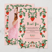 Roze & Rode Bloemwijnstokken Aardbei Schattige Dan Kaart (Voorkant / Achterkant)