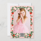 Roze & Rode Bloemwijnstokken Aardbei Schattige Dan Kaart (Achterkant)