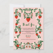 Roze & Rode Bloemwijnstokken Aardbei Schattige Dan Kaart (Voorkant)