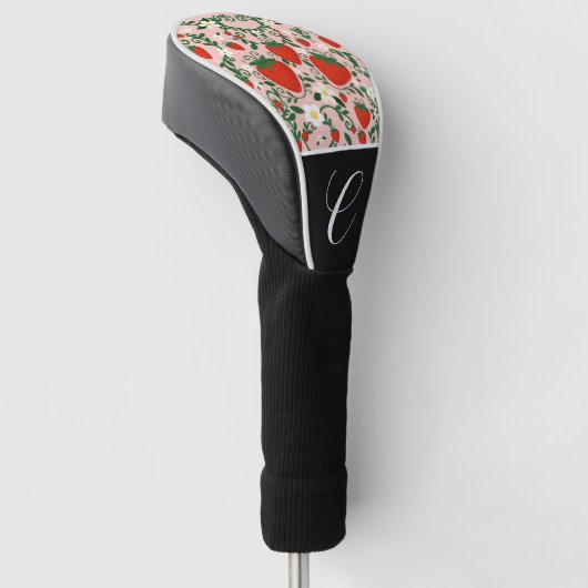 Roze & Rode Bloemwijnstokken Aardbei Schattige Golfheadcover (Schuin)