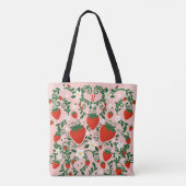 Roze & Rode Bloemwijnstokken Aardbei Schattige Tote Bag (Achterkant)