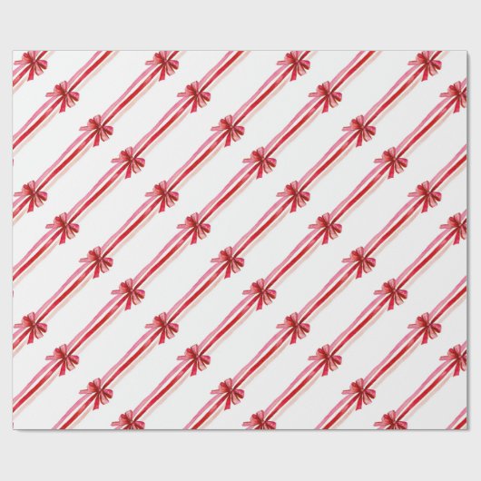 Roze Rode Bogen Kerstvakantie Cadeaupapier (Vlak)