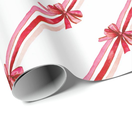Roze Rode Bogen Kerstvakantie Cadeaupapier (Rol Hoek)