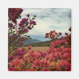 Roze Rode Bougainvillea Bloemen Landschap Magneet