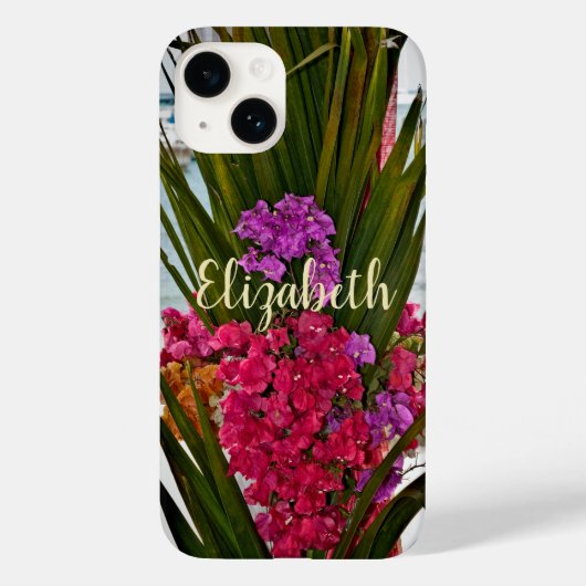 Roze rode Bougainvillea Flowers Palms Tropical Case-Mate iPhone Case (Achterkant)