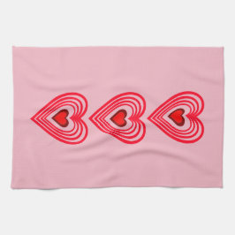 Roze Rode Bourgondische harten liefde 4marla Theedoek