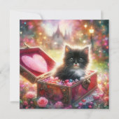 Roze Rode Candy Hearts Tuxedo Kitten Valentijnskaa Feestdagenkaart (Voorkant)