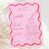 Roze Rode Champagne Toren Golvende Hand Getrokken  Kaart