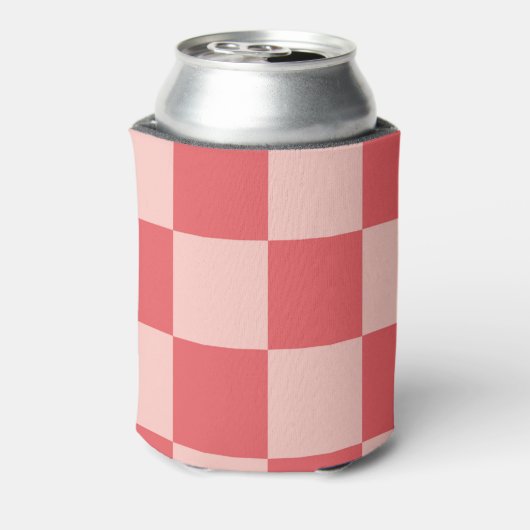 Roze Rode Checkerboard Retro Classic Cheques Blikjeskoeler (Blikje Achterkant)
