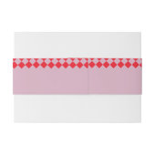  Roze & Rode Checkerboard Retro Wedding Uitnodigingen Wikkel (Achterkant Voorbeeld)
