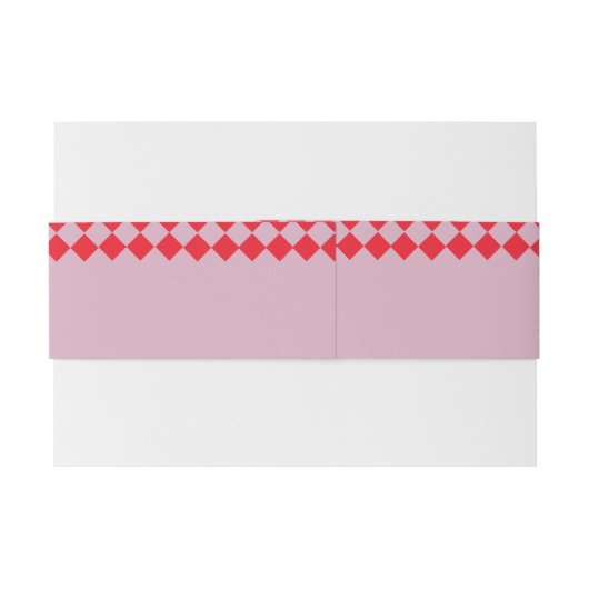 Roze & Rode Checkerboard Retro Wedding Uitnodigingen Wikkel (Achterkant Voorbeeld)