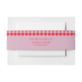  Roze & Rode Checkerboard Retro Wedding Uitnodigingen Wikkel (Voorkant Voorbeeld)
