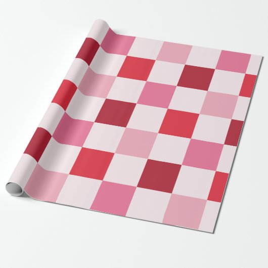 Roze & Rode Checkerboard Wrapping Papier (Uitgerold)