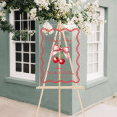 Roze Rode Coquette Cherry 1e Verjaardag Welkom Acryl Bord