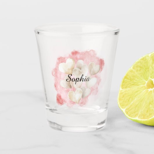 Roze Rode Crème Harten Shot Glas (Voorkant)