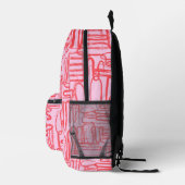 Roze Rode Curve Golfbeweging Abstract Modern Bedrukte Rugzak (Rechts)
