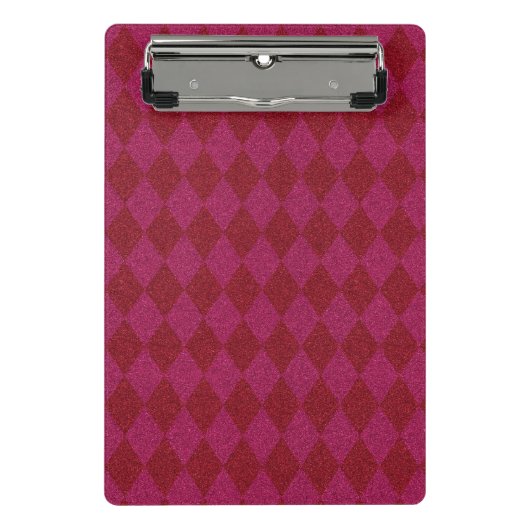 Roze & Rode Diamant Glitter Mini Klembord (Voorkant)