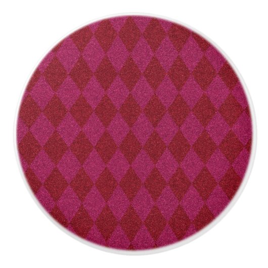 Roze & Rode Diamant Glitter Poef Keramische Knop (Voorkant)