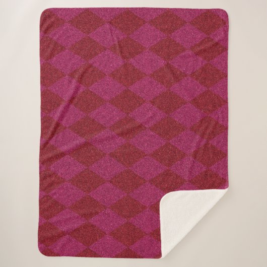 Roze & Rode Diamant Glitter Poef Sherpa Deken (Voorkant)