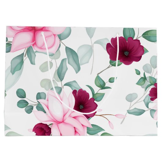 roze rode elegant florale groot cadeauzakje (Achterkant)