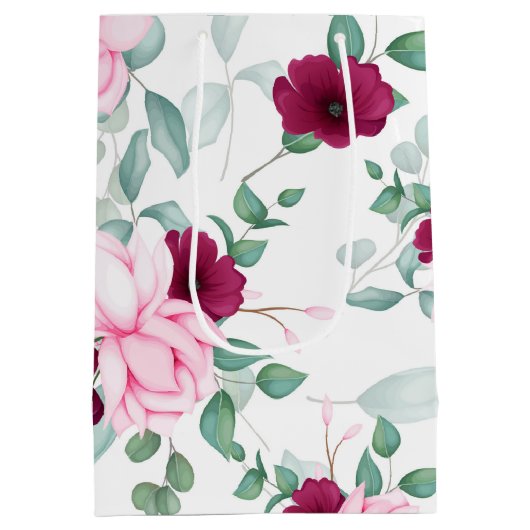 roze rode elegant floranje medium cadeauzakje (Achterkant)