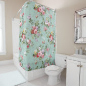 roze rode elegante rozen bloemen patroon douchegordijn (In situ)