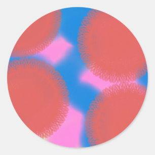 roze rode en blauwe 56789 abstracte kunst ronde sticker