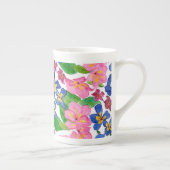 Roze, rode en blauwe primroses Floral Pattern, Whi Porselein Kop (Rechts)