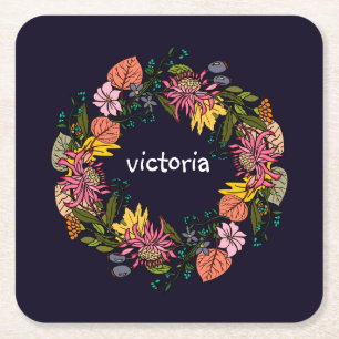 Roze rode en gele paasbloem, schuurkarton kartonnen onderzetters