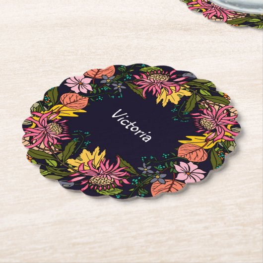 Roze rode en gele paasbloem, schuurkarton kartonnen onderzetters (Gekanteld)