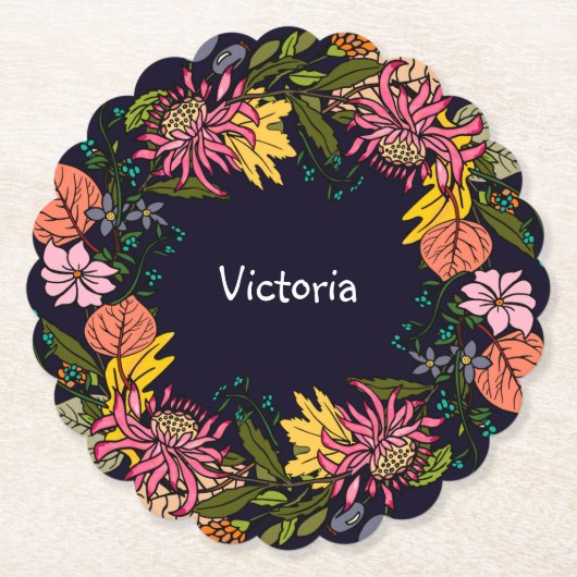 Roze rode en gele paasbloem, schuurkarton kartonnen onderzetters (Voorkant)