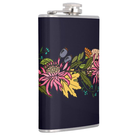 Roze rode en gele paasbloemkarton heupfles (Rechts)