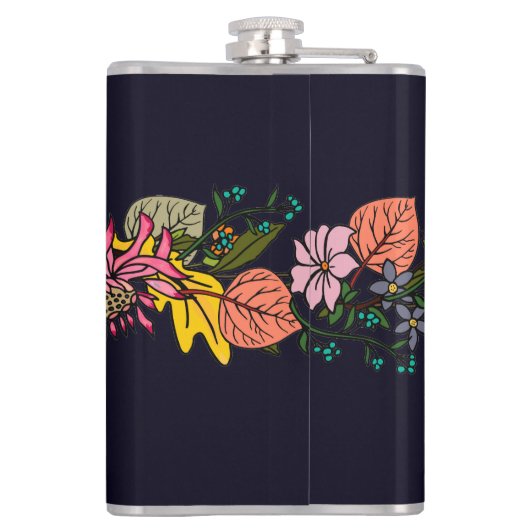 Roze rode en gele paasbloemkarton heupfles (Achterkant)