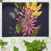 Roze rode en gele paasbloemkarton theedoek (Gevouwen)