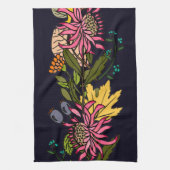 Roze rode en gele paasbloemkarton theedoek (Verticaal)