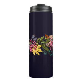 Roze rode en gele paasbloemkarton thermosbeker