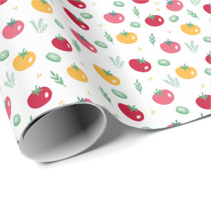 Roze rode en gele tomatenpatroon cadeaupapier